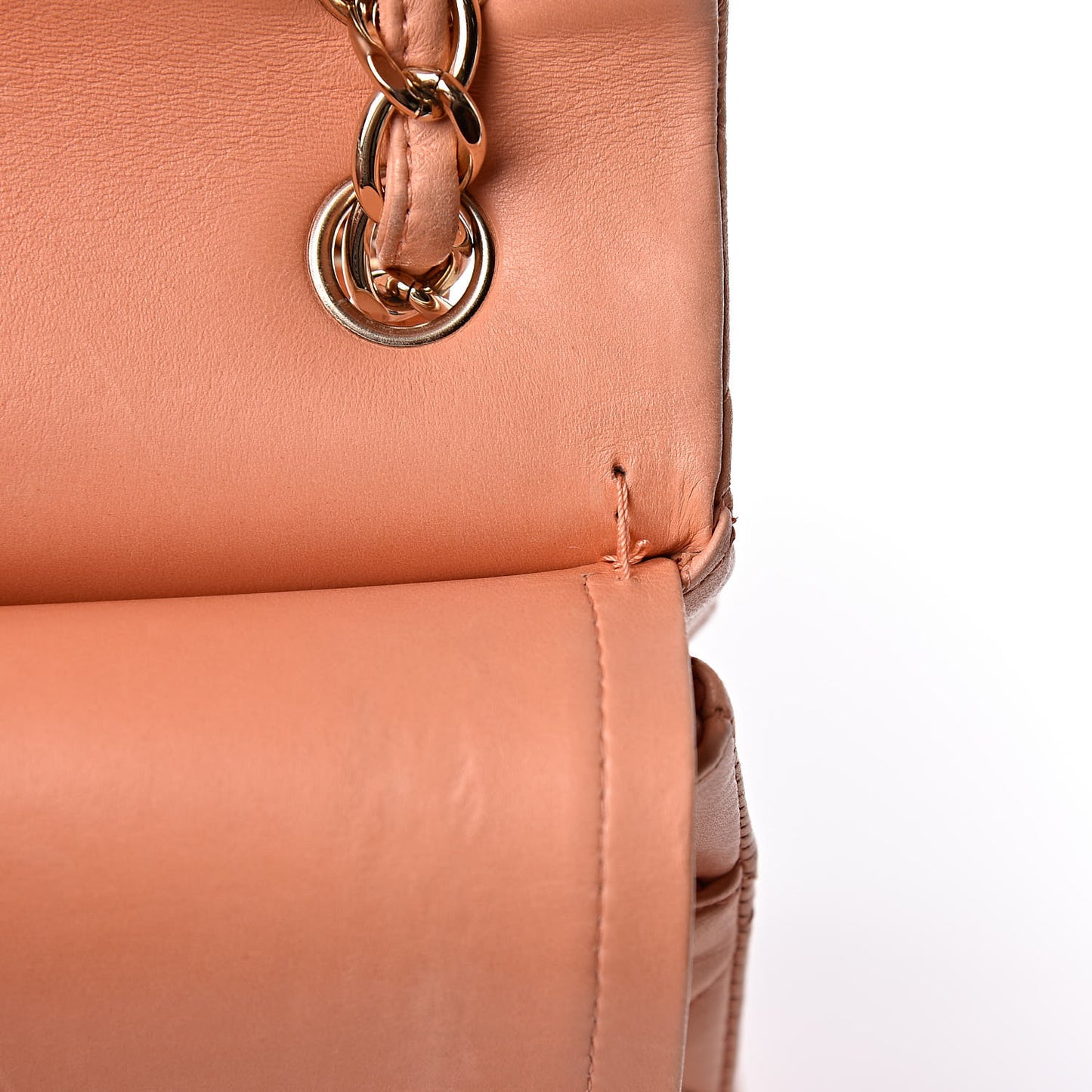 Lambskin Quilted Jumbo Double Flap Light Orange