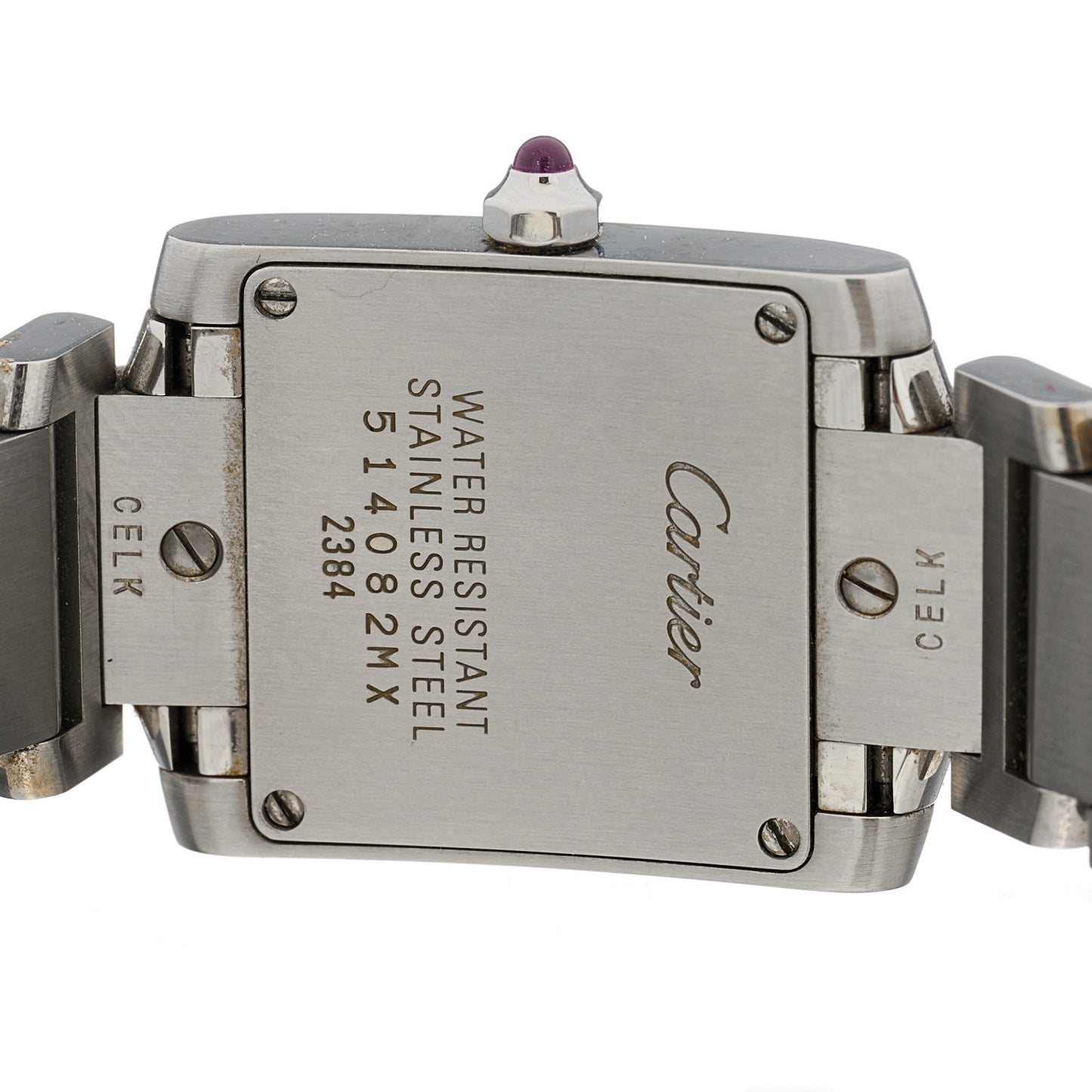 Stainless Steel Pink Mother of Pearl 20mm Tank Francaise Quartz Watch