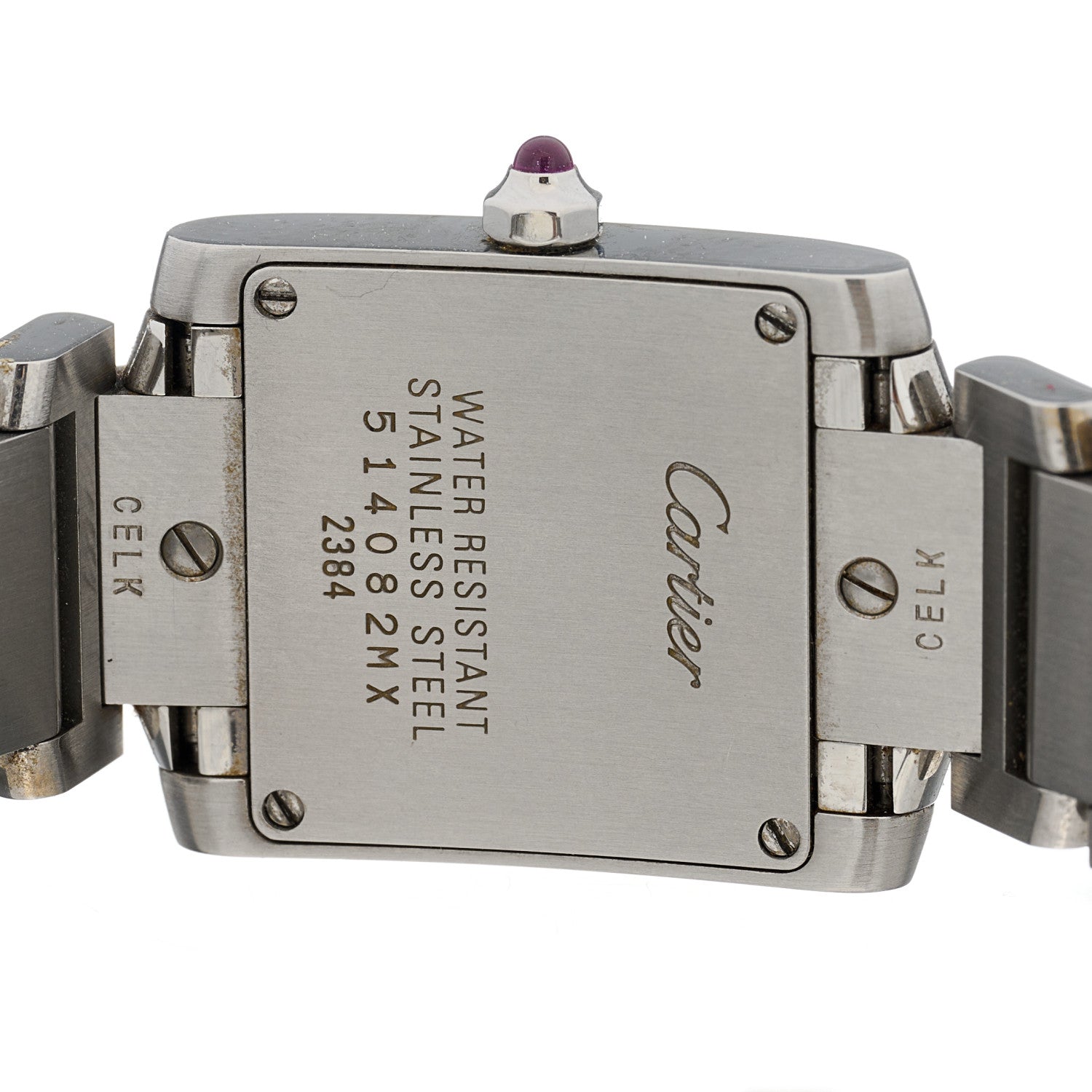 Cartier Stainless Steel Pink Mother of Pearl 20mm Tank Francaise Quartz Watch 4 of 4