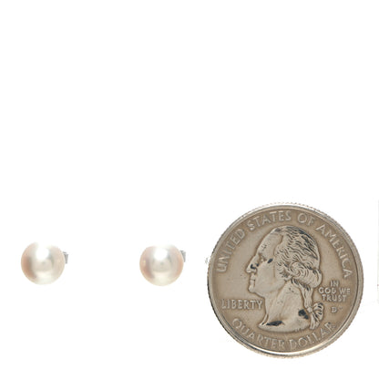 Mikimoto 18K White Gold Akoya Pearl 6-6.5mm Stud Earrings 2 of 5