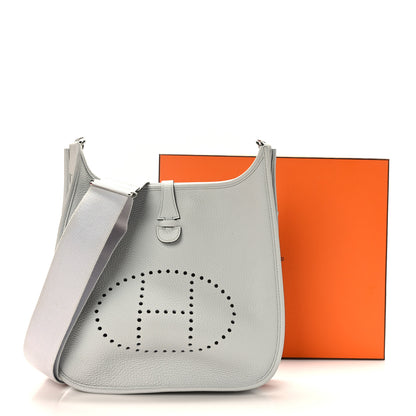 Hermes Taurillon Clemence Evelyne III PM Bleu Pale 10 of 10