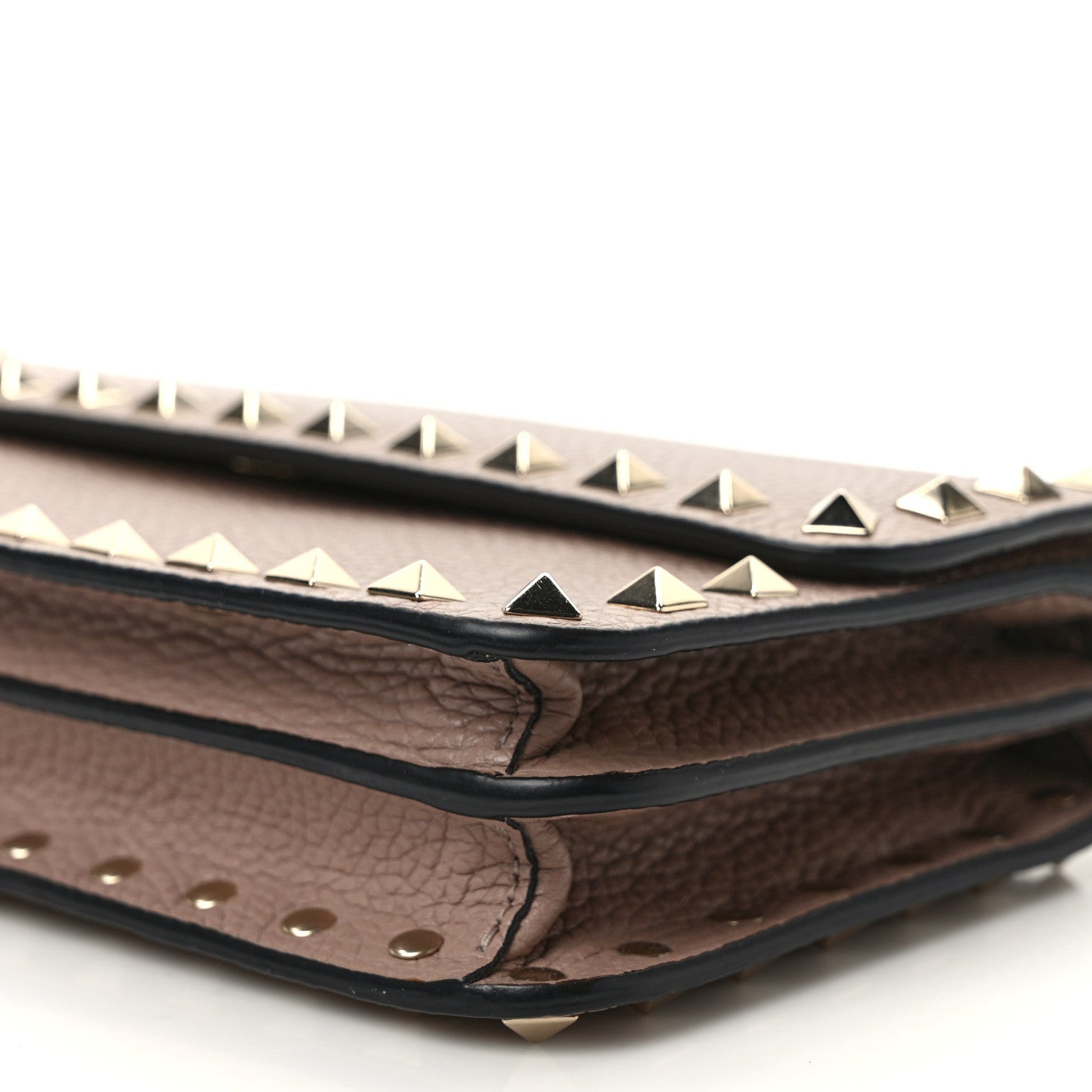 Valentino Garavani Pebbled Calfskin Rockstud Flap Wallet On Chain Poudre 8 of 9