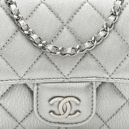 Chanel Metallic Lambskin Quilted Glasses Case With Chain Silver 9 of 11