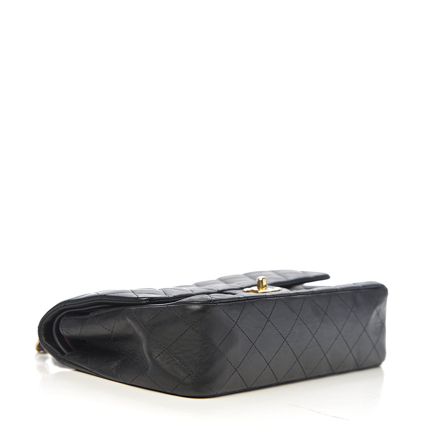 Lambskin Quilted Medium Double Flap Black