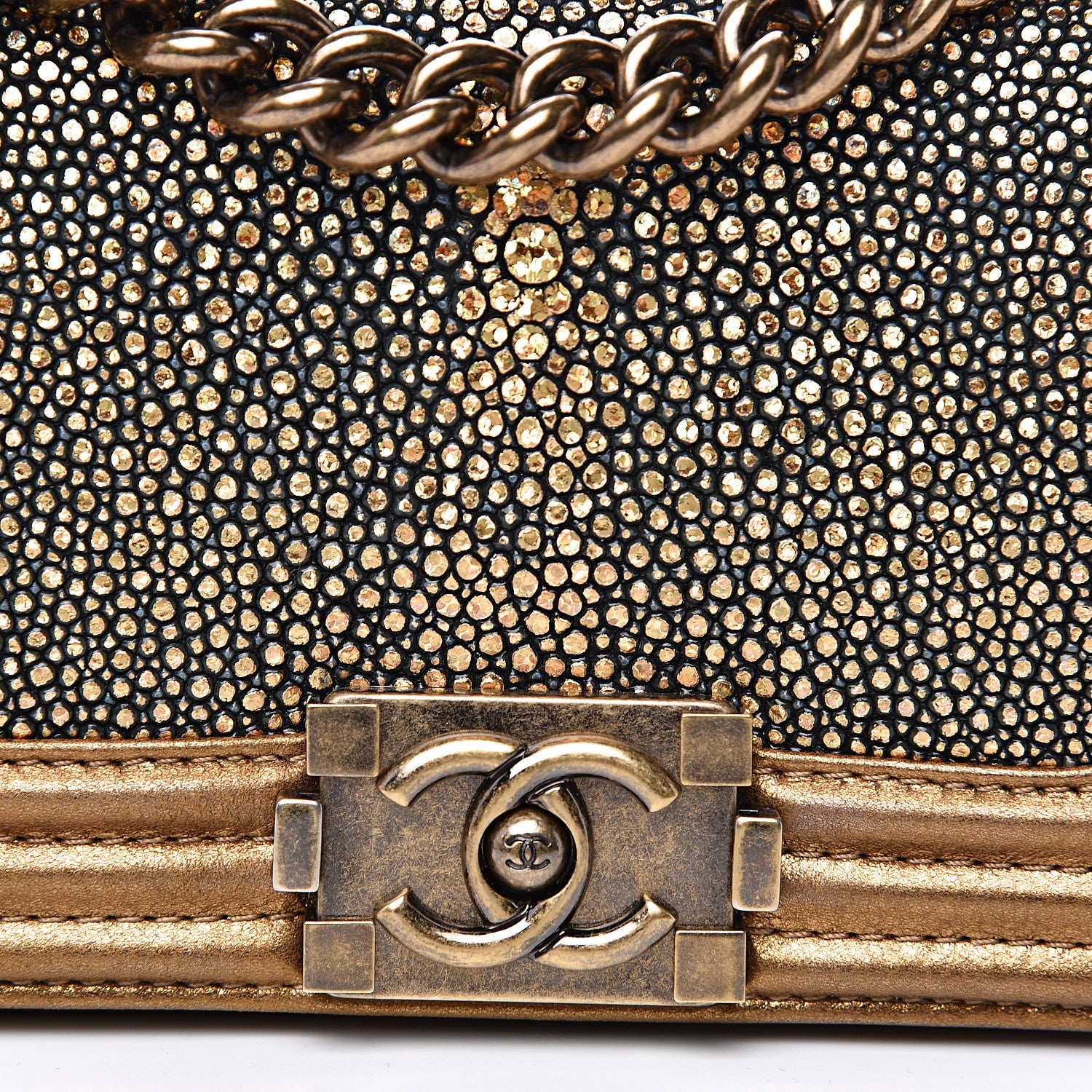 Chanel Galuchat Stingray Mini Boy Flap Gold 9 of 16