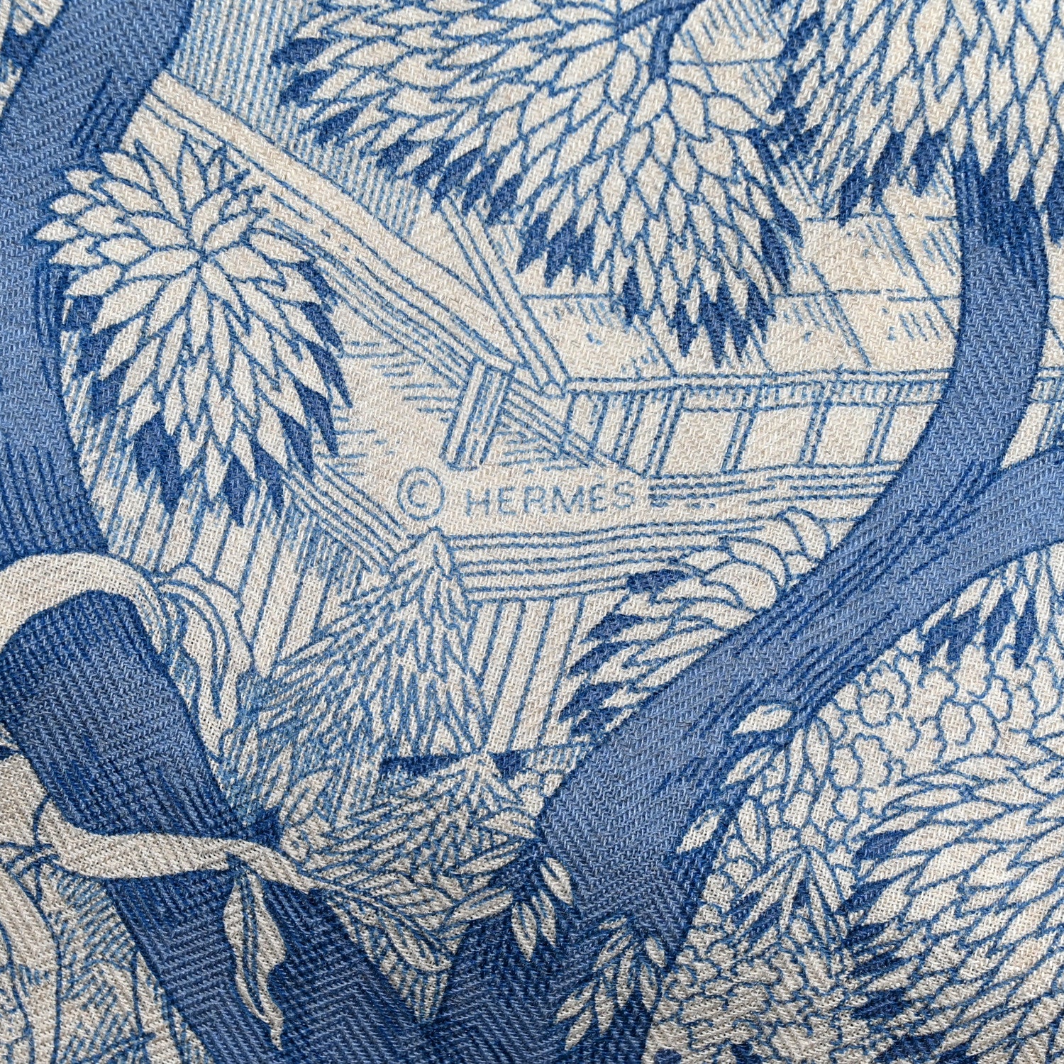 Hermes Cashmere Silk Retour a la Nature 140 Bleu Jean Rose Vert 3 of 4