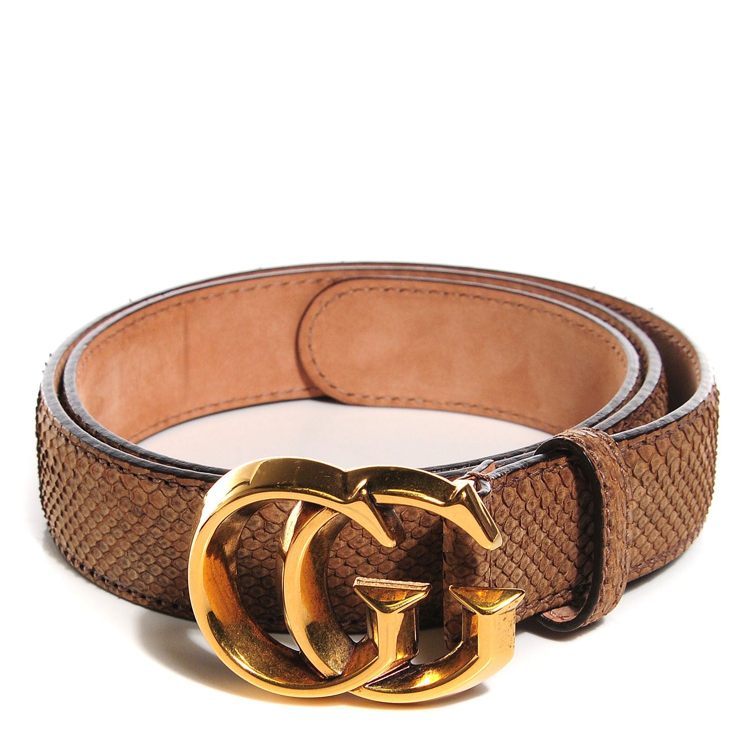 Gucci Python Sculpted GG Belt 85 34 Brown 8 of 14