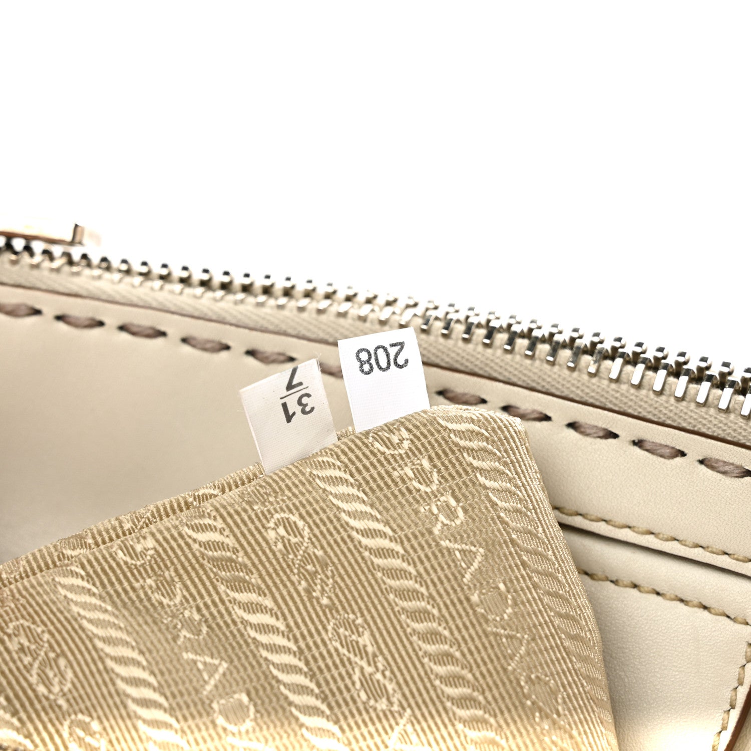 Prada City Calf Small Hand Stitched Galleria Double Zip Tote White 6 of 8