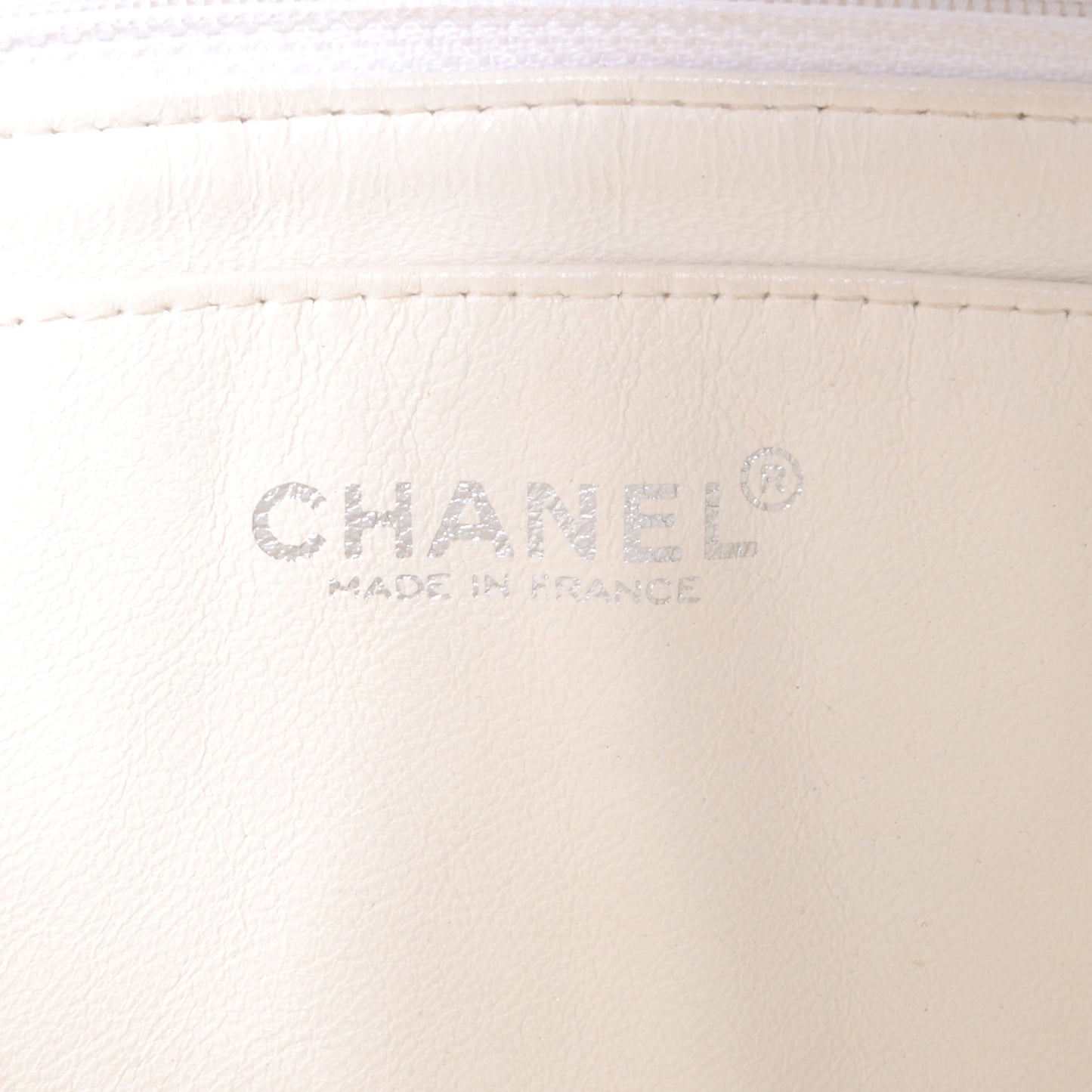 Lambskin Contrast Stitch Medium Flap White