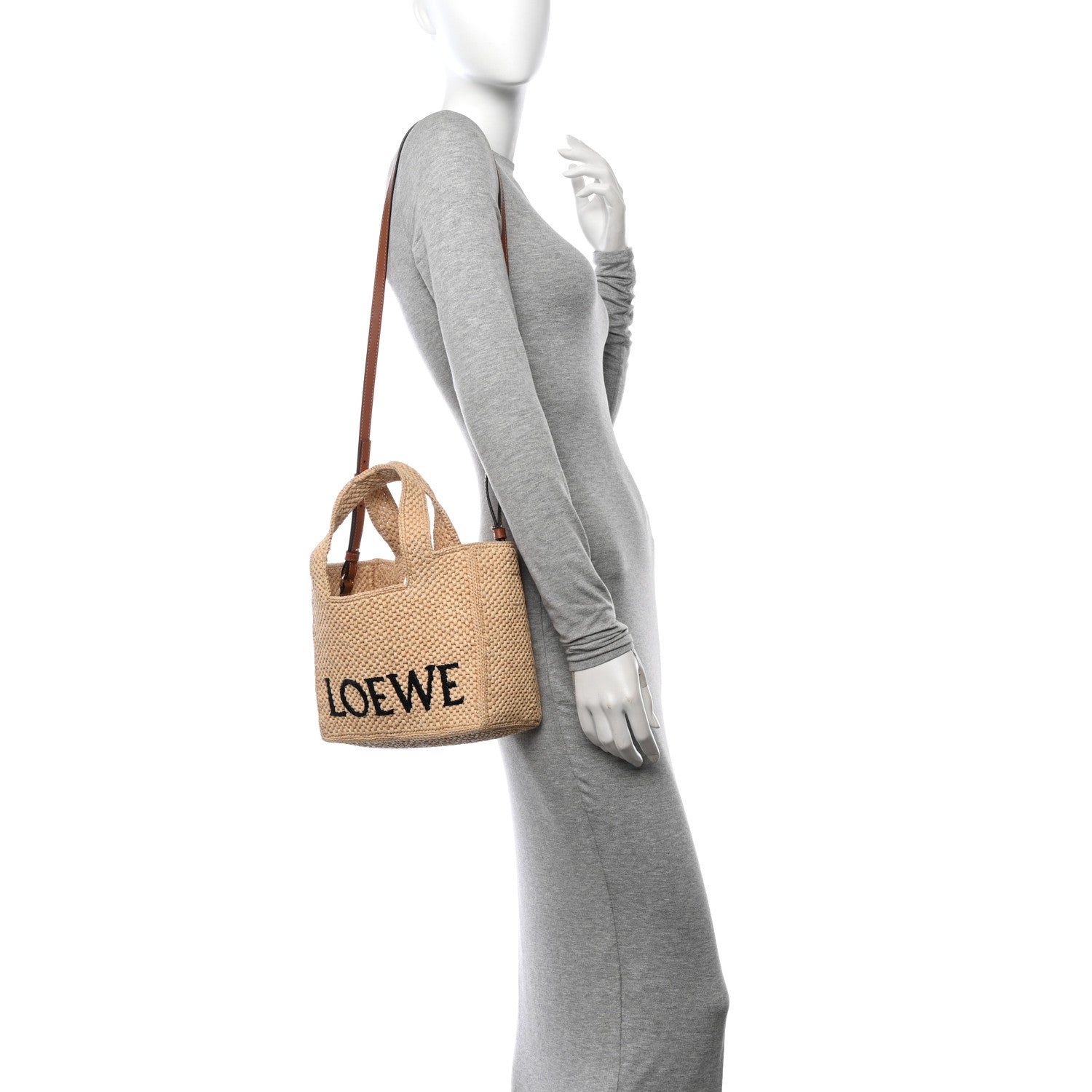 Loewe Raffia Small Paula's Ibiza Logo Tote Natural Tan 2 of 9