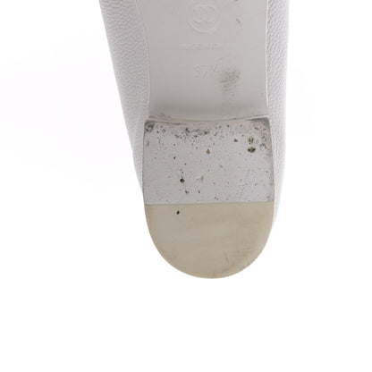 Chanel Calfskin Patent Cap Toe Ballerina Flats 37.5 White 12 of 14
