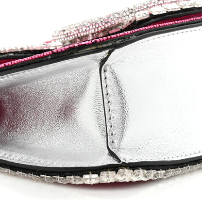 Valentino Garavani Swarovski Crystal Embroidered Vlogo Small Loco Shoulder Bag Crystal Magenta Silver 8 of 11