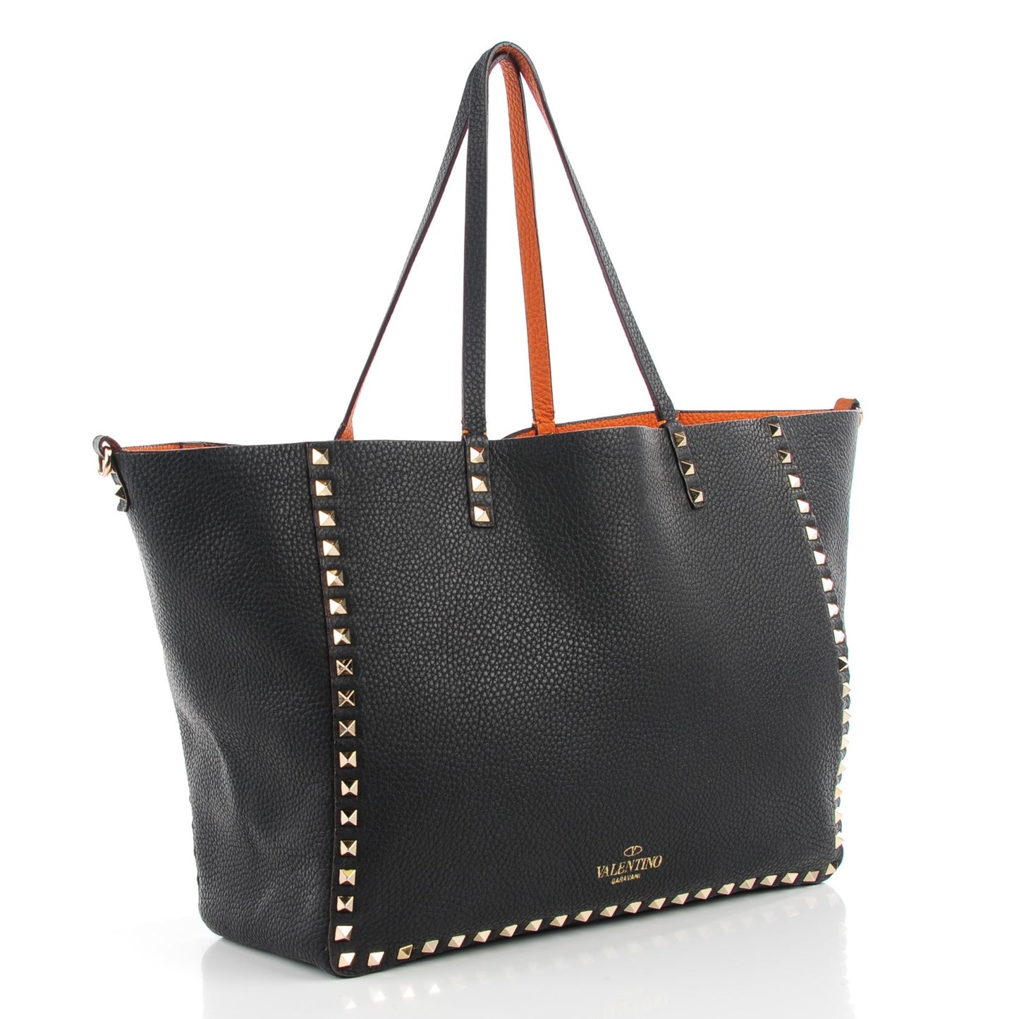 Calfskin Medium Rockstud Reversible Tote Black