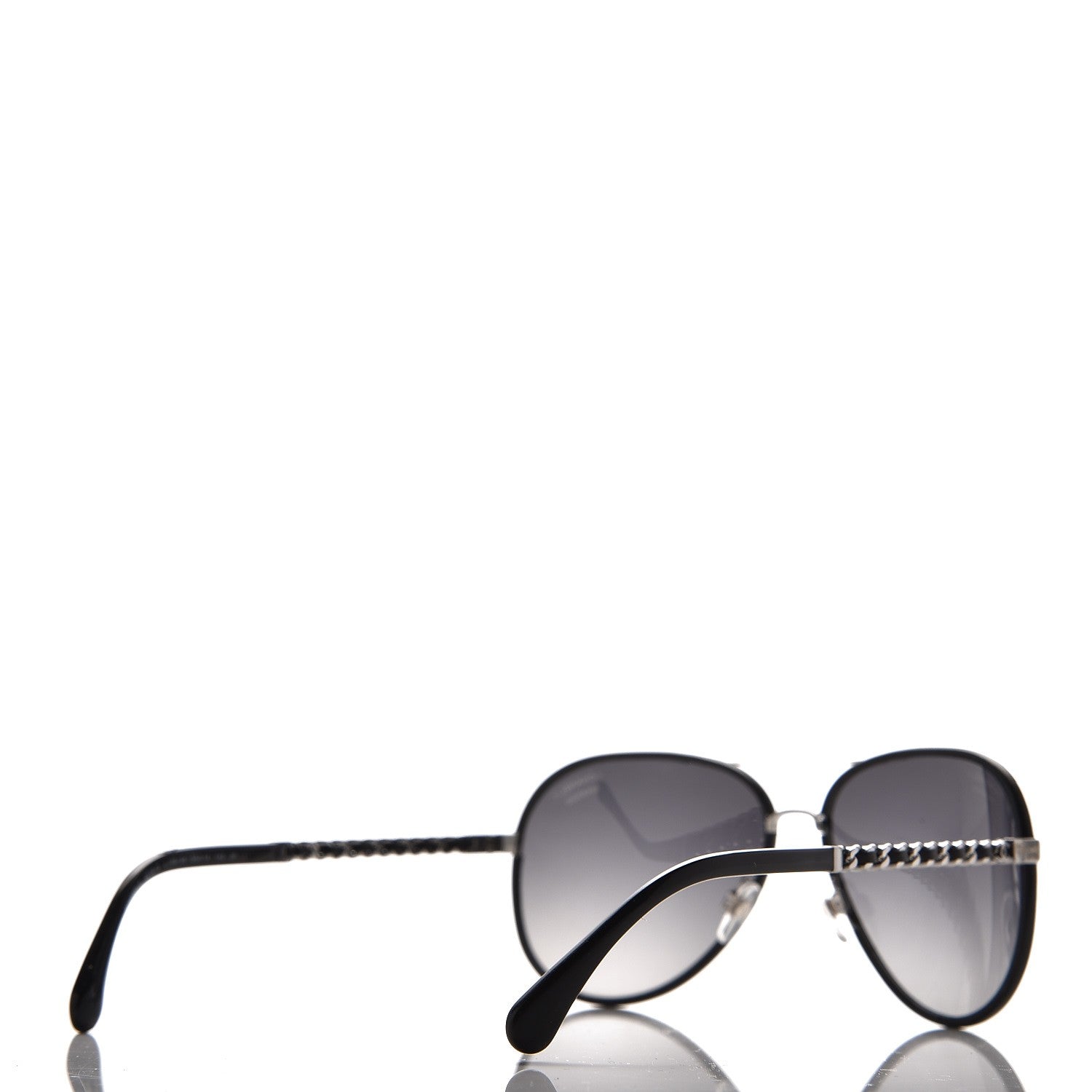 Chanel Lambskin Aviator Chain Sunglasses 4194-Q Black 3 of 10