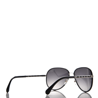 Chanel Lambskin Aviator Chain Sunglasses 4194-Q Black 3 of 10