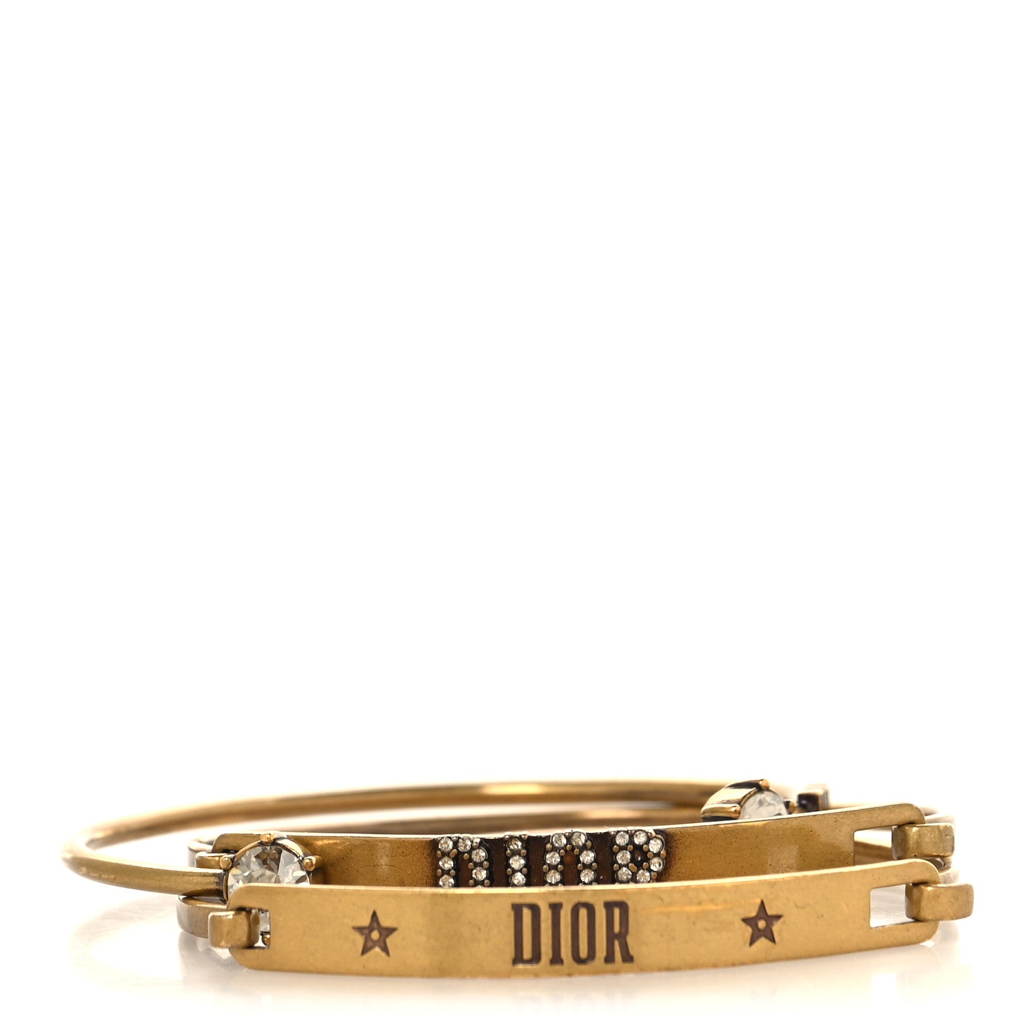 Christian Dior Metal Crystal Dio(r)evolution Bracelet Set Gold