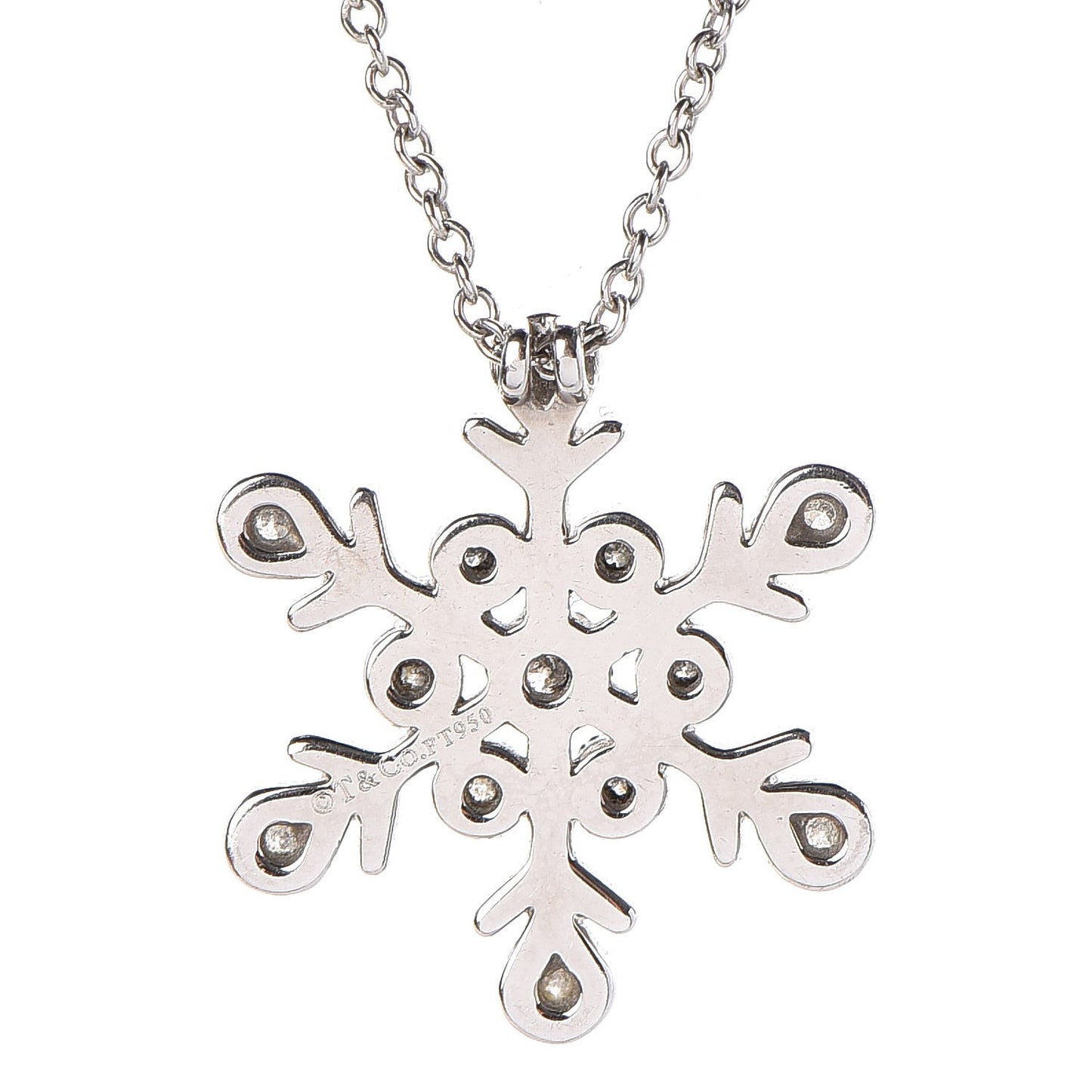 Platinum Diamond Snowflake Pendant Necklace