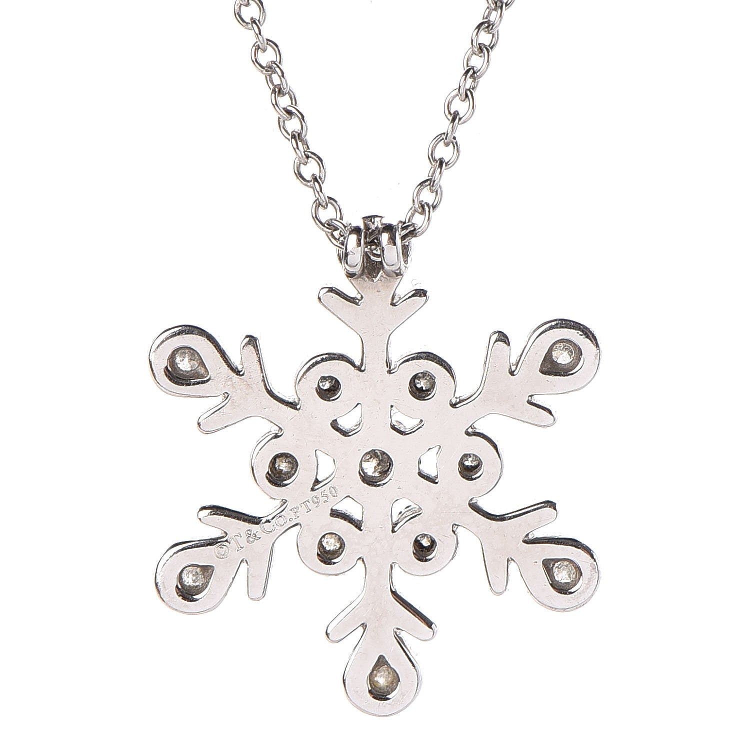 Tiffany Platinum Diamond Snowflake Pendant Necklace 5 of 8