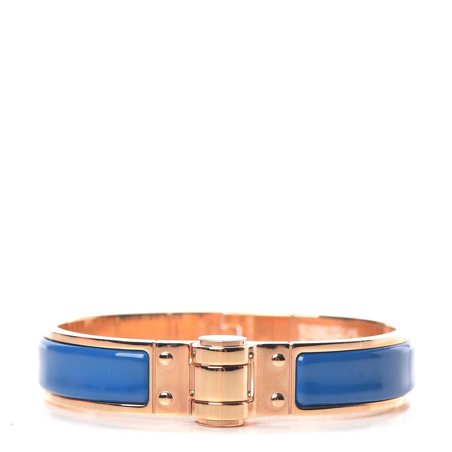 Enamel Charniere Uni Narrow Hinged Bracelet S Bleu Intense
