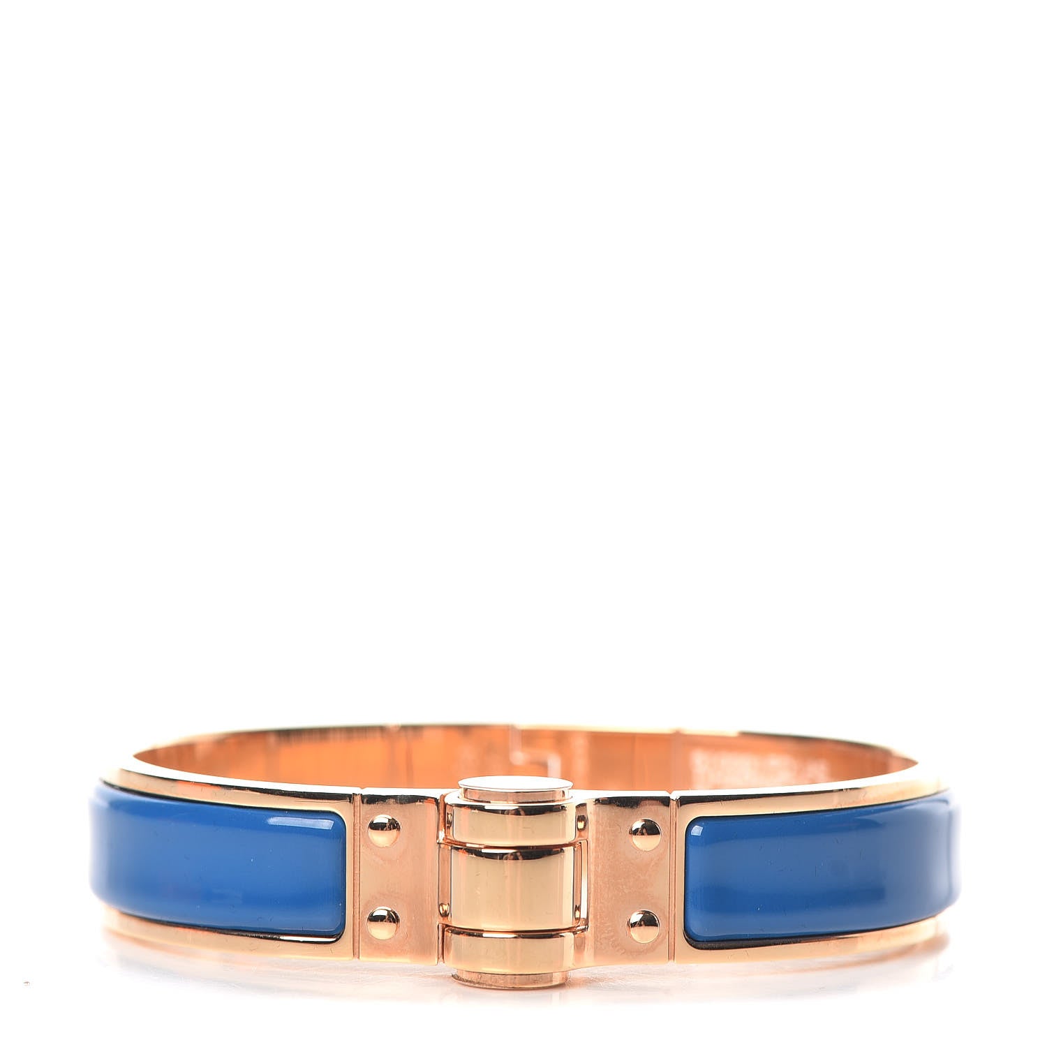 Hermes Enamel Charniere Uni Narrow Hinged Bracelet S Bleu Intense 1 of 5