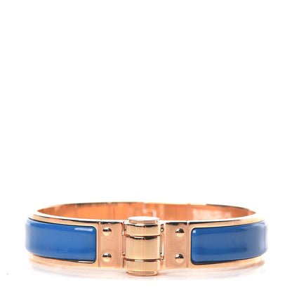 Hermes Enamel Charniere Uni Narrow Hinged Bracelet S Bleu Intense 1 of 5