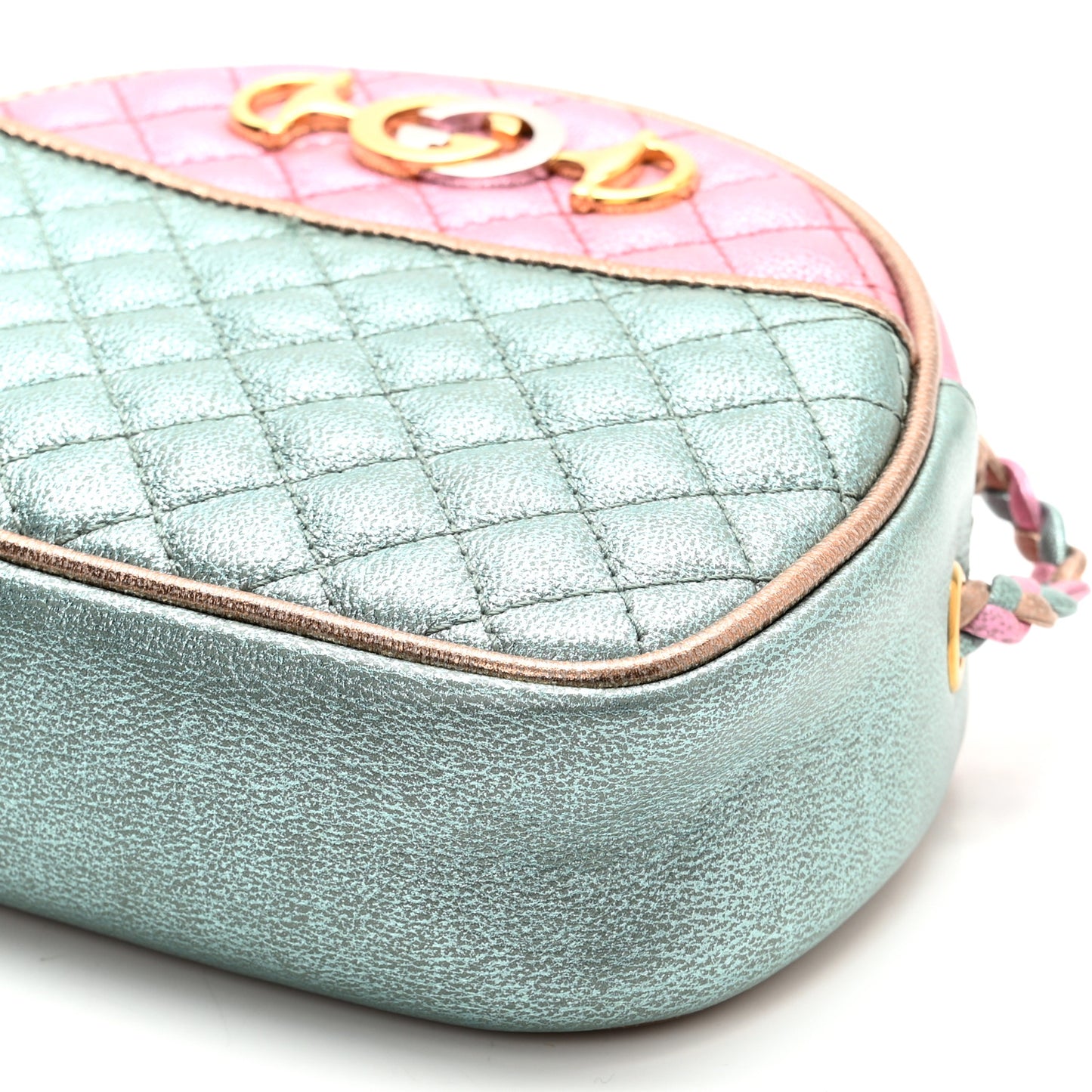 Laminated Nappa Trapuntata Mini Zumi Dome Shoulder Bag Rosa Lago Rame