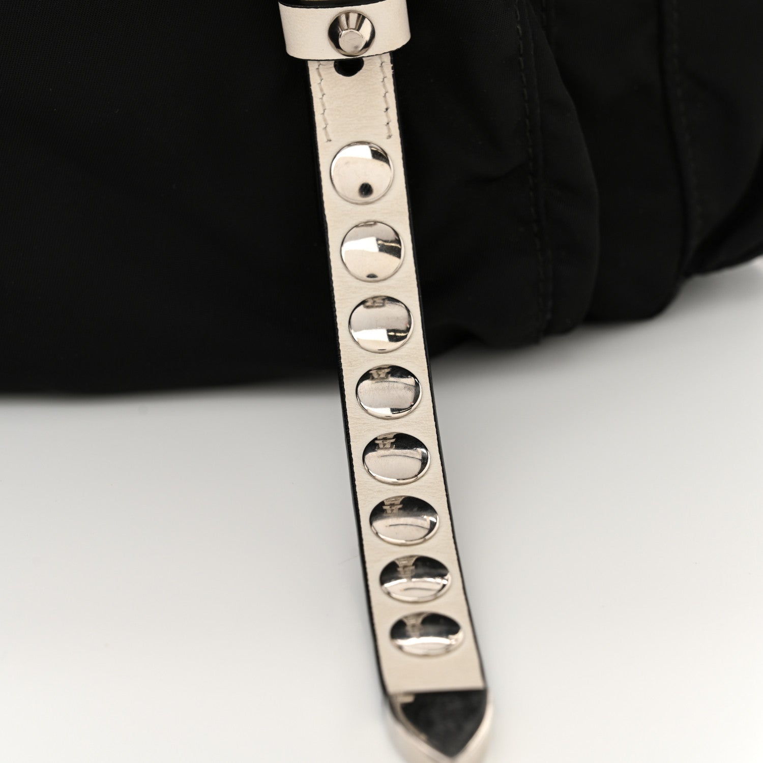 Prada Nylon New Vela Studded Messenger Black White 14 of 15