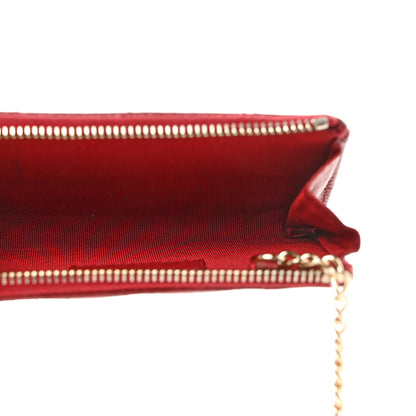 Chanel Caviar Quilted Zipped Key Holder Case Red 5 of 10