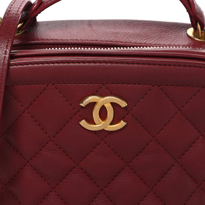Chanel Calfskin Quilted CC Small Vanity Case Dark Red 8 of 10