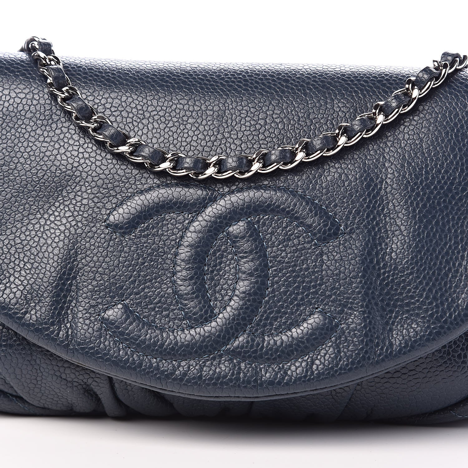 Chanel Caviar Half Moon Wallet On Chain WOC Blue 12 of 13