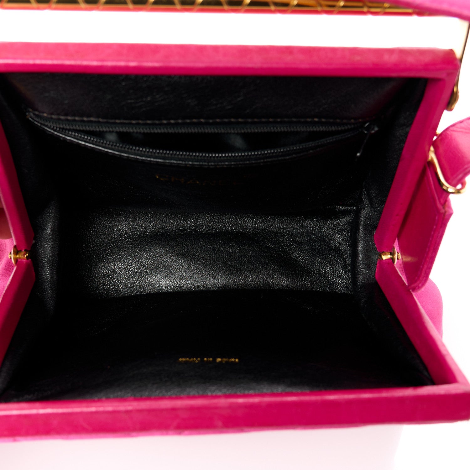 Chanel Satin Quilted Bar Frame Evening Bag Fuchsia 5 of 14
