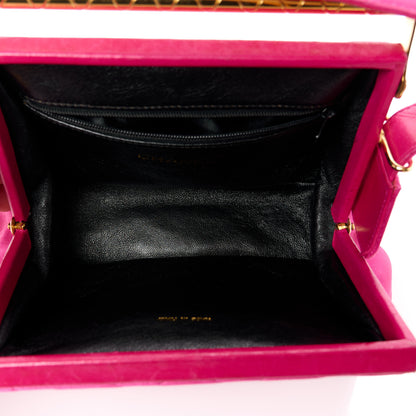 Chanel Satin Quilted Bar Frame Evening Bag Fuchsia 5 of 14