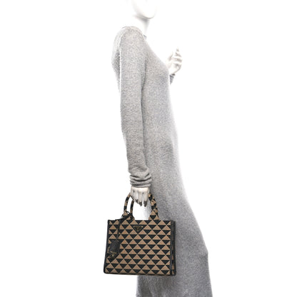 Prada Jacquard Saffiano Triangolo Symbole Embroidered Small Tote Black Corda 2 of 10