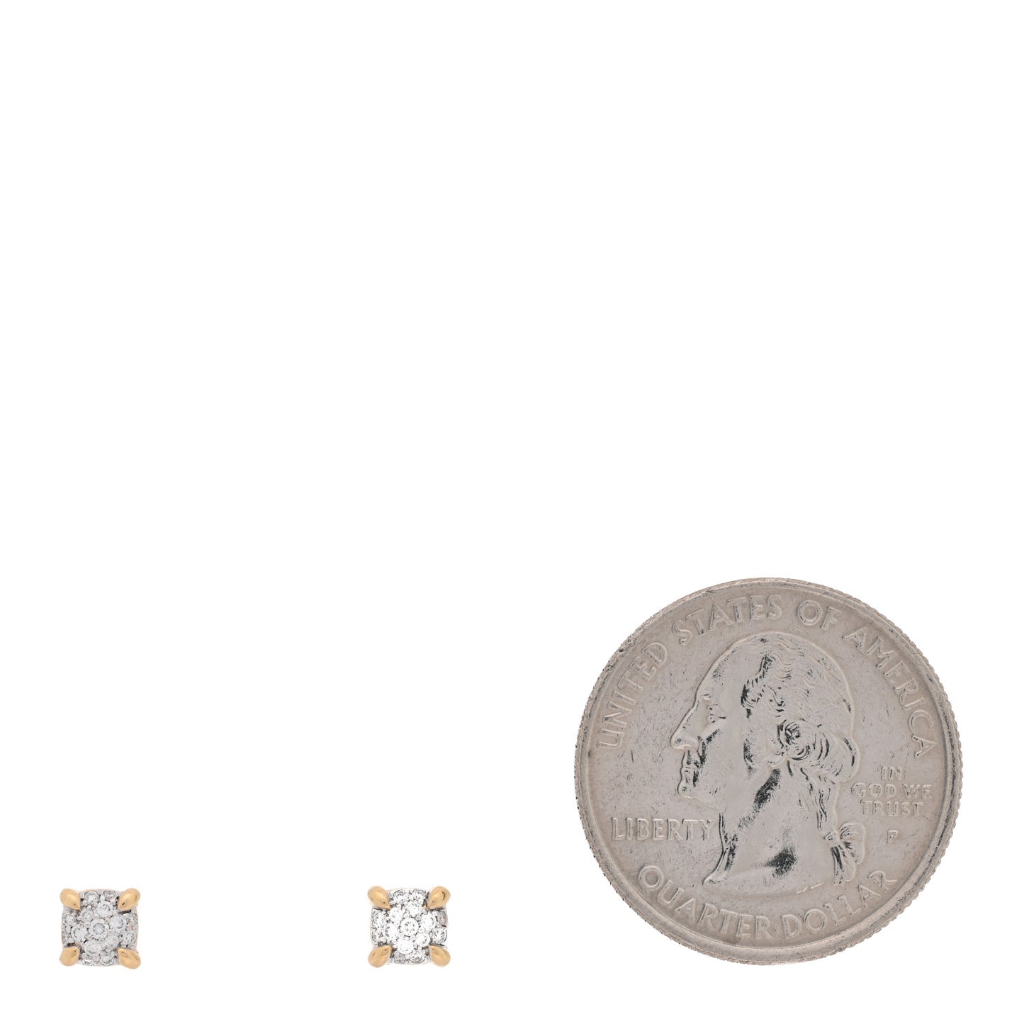 18K Yellow Gold Diamond 11mm Chatelaine Pave Stud Earrings