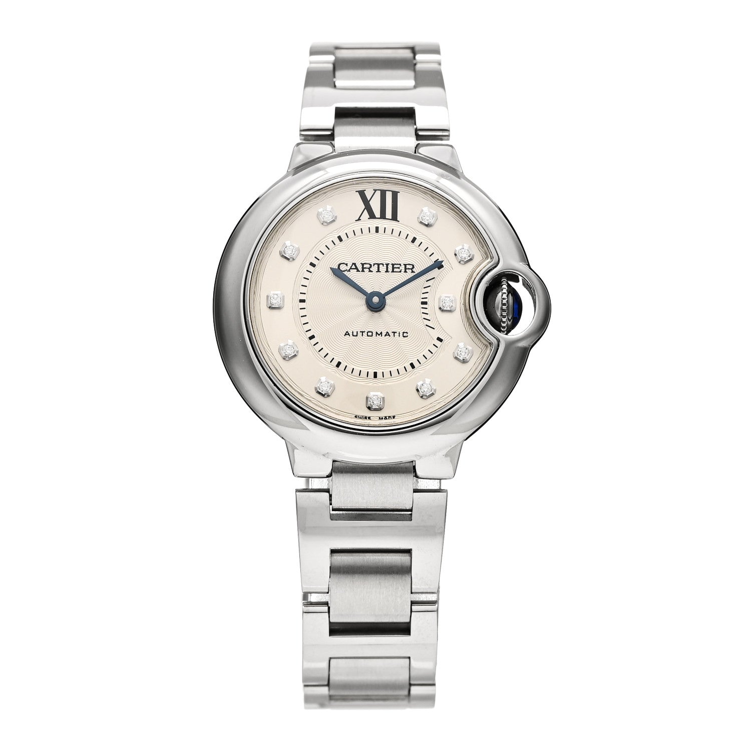 Cartier Stainless Steel Diamond 33mm Ballon Bleu De Cartier Automatic Watch 1 of 5