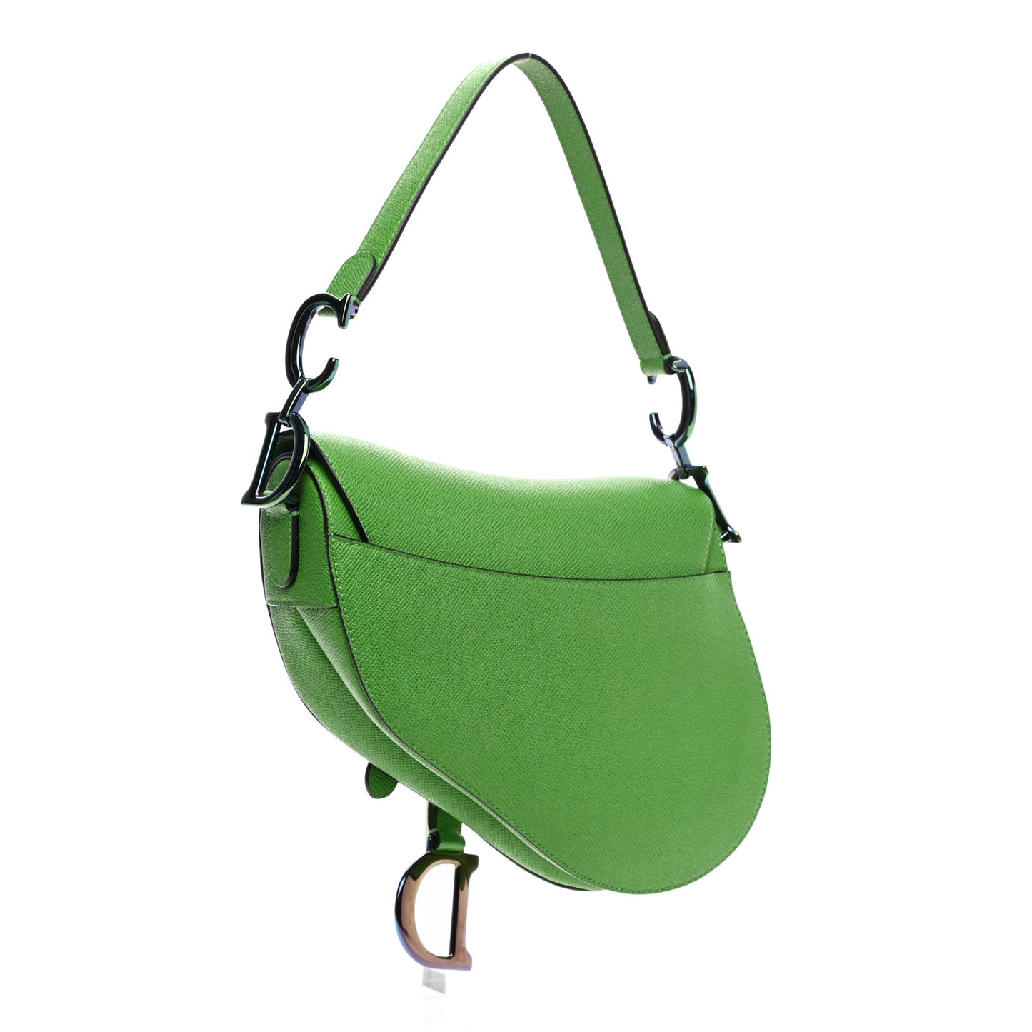 Grained Calfskin Saddle Bag Green