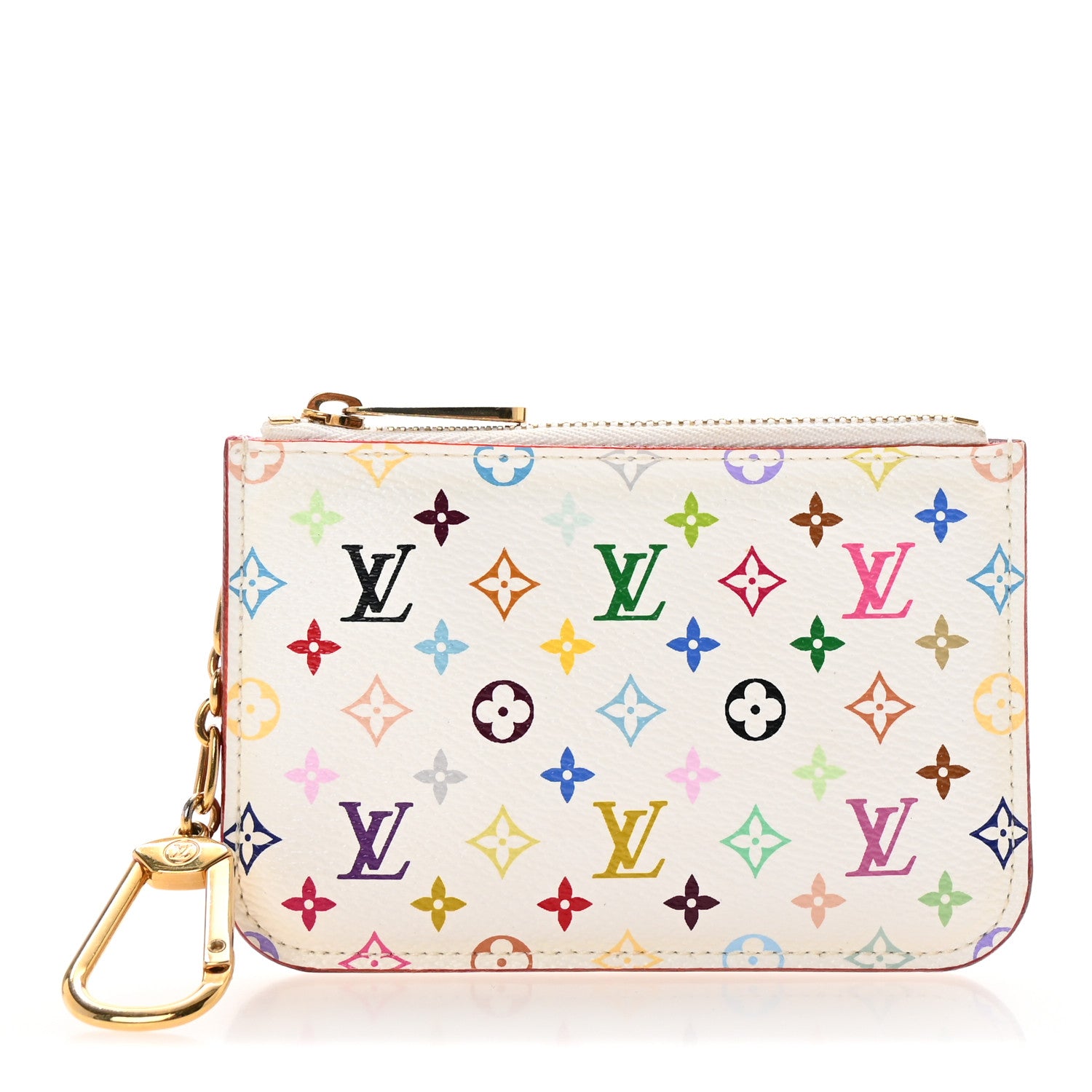 Louis Vuitton Monogram Multicolor Key Pouch White Litchi 1 of 6