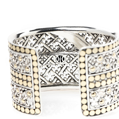 John Hardy Sterling Silver 18K Yellow Gold Wide Jaisalmer Dot Kick Cuff Bracelet 3 of 5