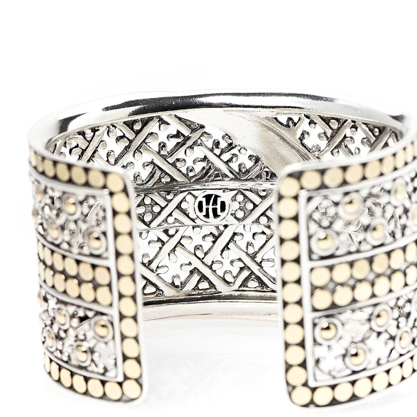 Sterling Silver 18K Yellow Gold Wide Jaisalmer Dot Kick Cuff Bracelet