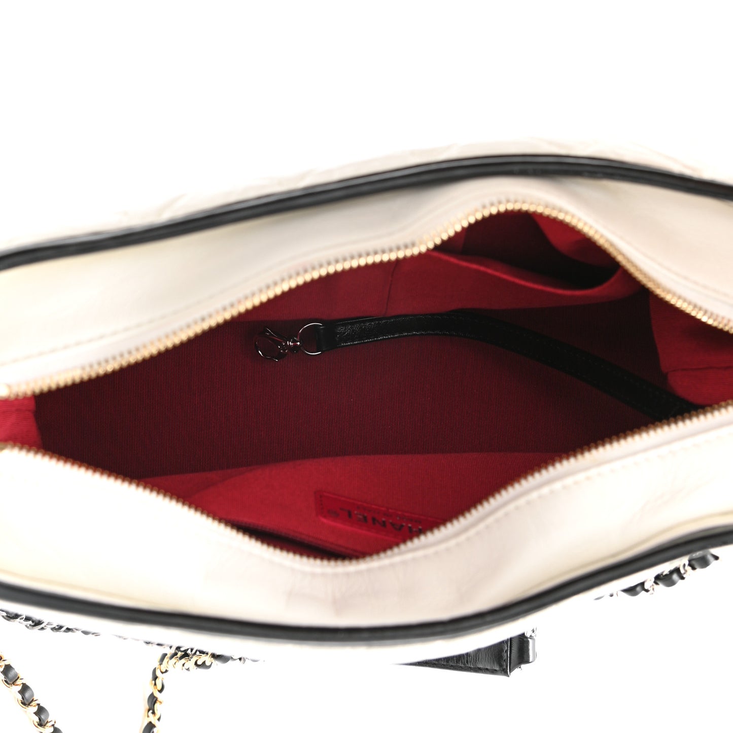 Aged Calfskin Quilted Medium Gabrielle Hobo Black White