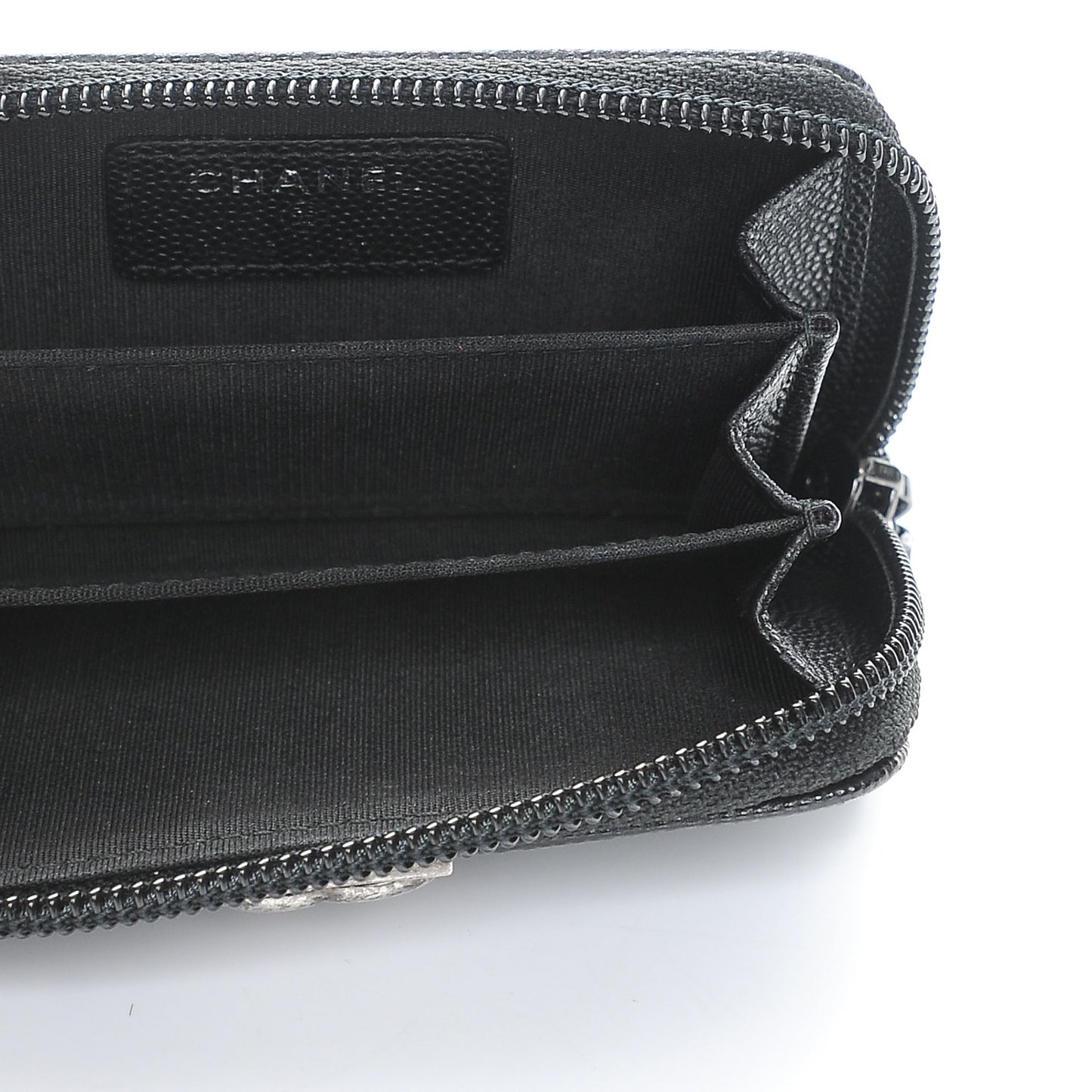 Caviar Quilted Boy Zip Around Coin Purse Wallet Black