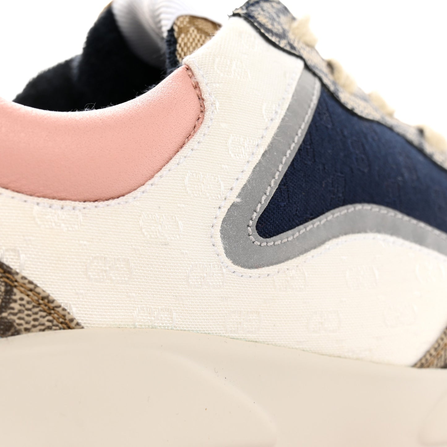 GG Supreme Monogram Mix Monogram Womens Rhyton Sneakers 39 London Blue Beige Pale Pink