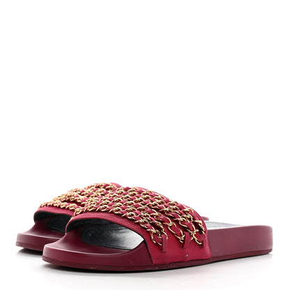 Chanel Satin Chain Flat Sandals 36 Dark Fuchsia 3 of 16