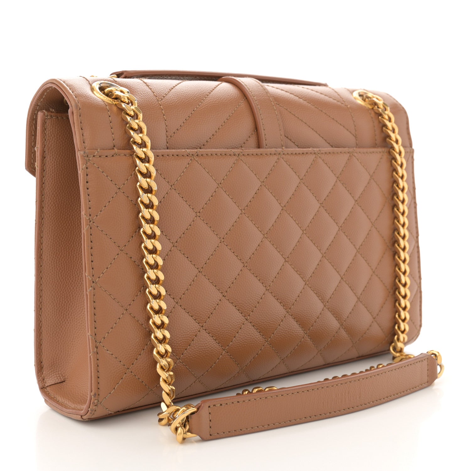 Saint Laurent Grain De Poudre Textured Mixed Matelasse Medium Triquilt Monogram Satchel Dark Cork 3 of 15