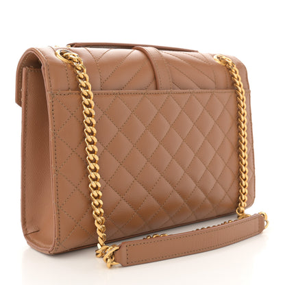 Saint Laurent Grain De Poudre Textured Mixed Matelasse Medium Triquilt Monogram Satchel Dark Cork 3 of 15