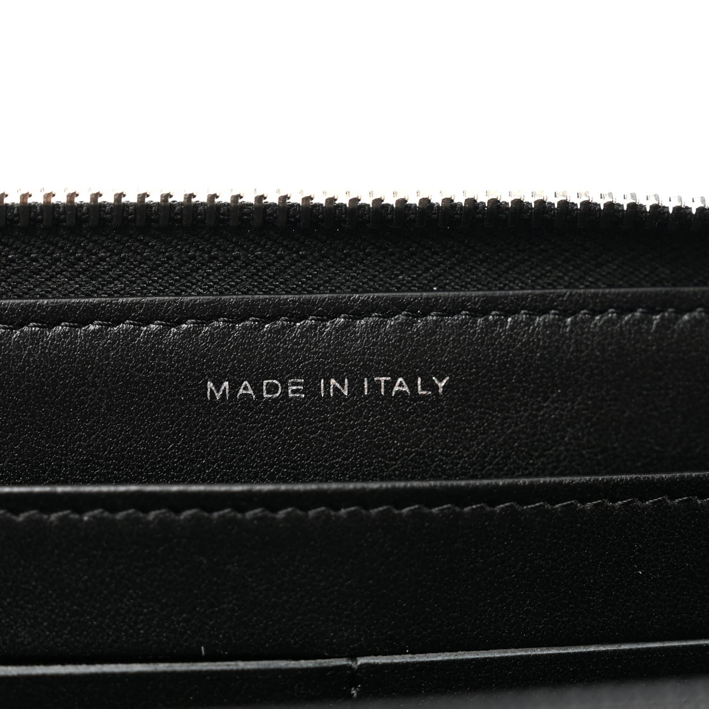 Iridescent Lambskin Camellia Embossed Large Zip Around Gusset Wallet Black