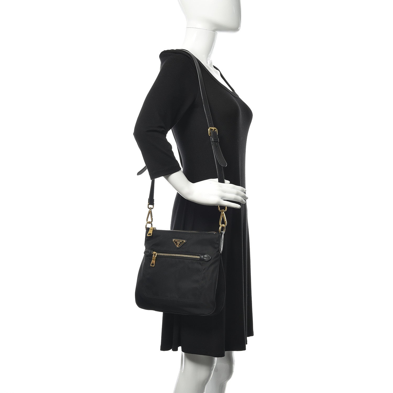 Prada Nylon Flat Messenger Bag Black 2 of 9