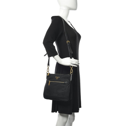 Prada Nylon Flat Messenger Bag Black 2 of 9