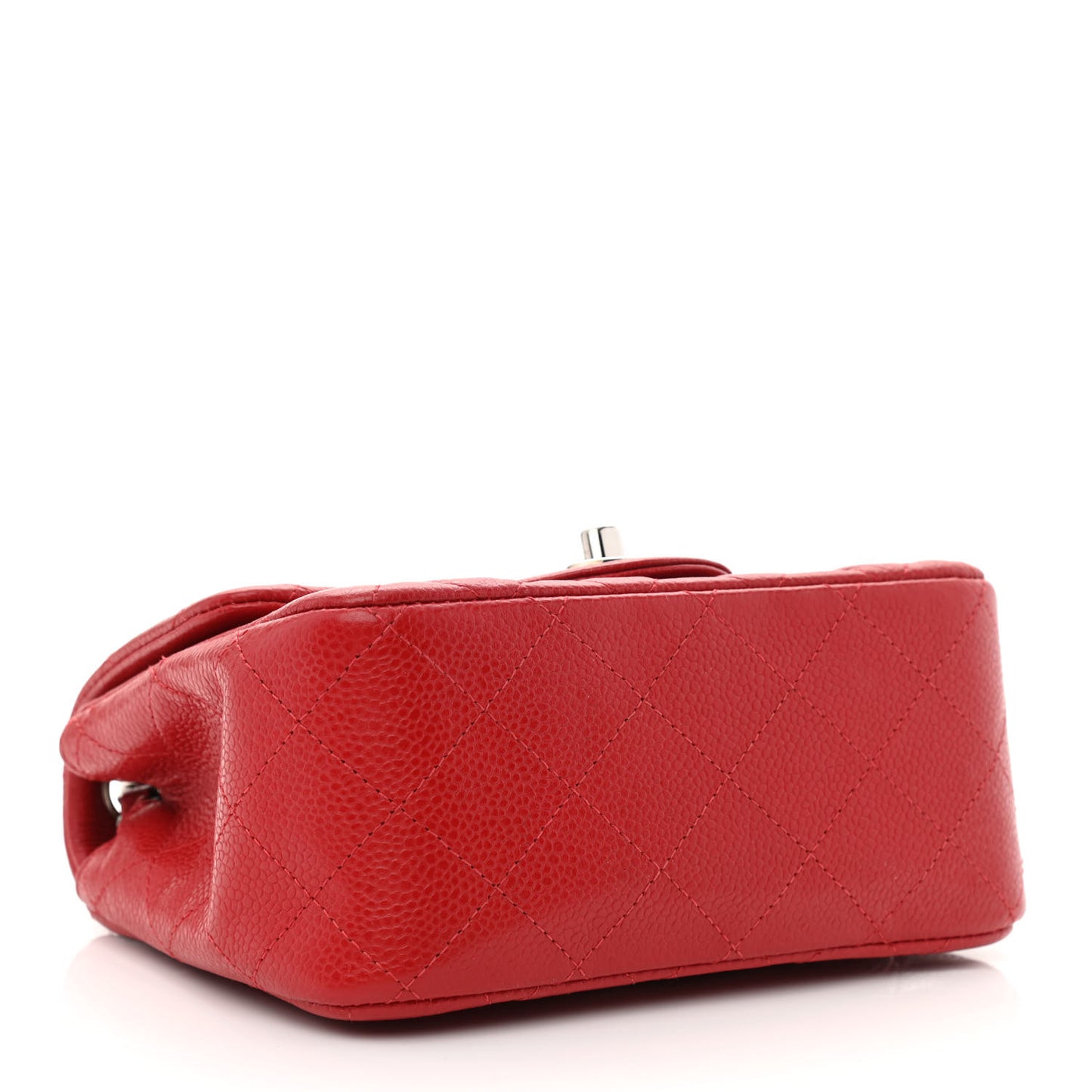 Caviar Quilted Mini Square Flap Red