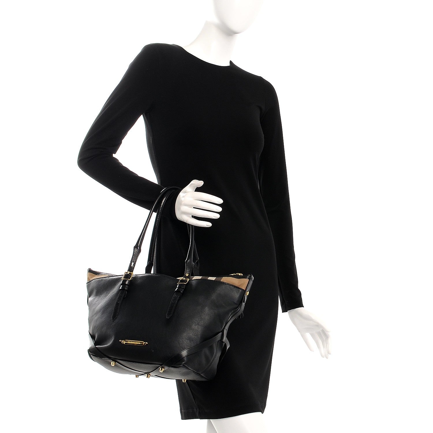 Burberry Calfskin House Check Small Salisbury Tote Black 2 of 19